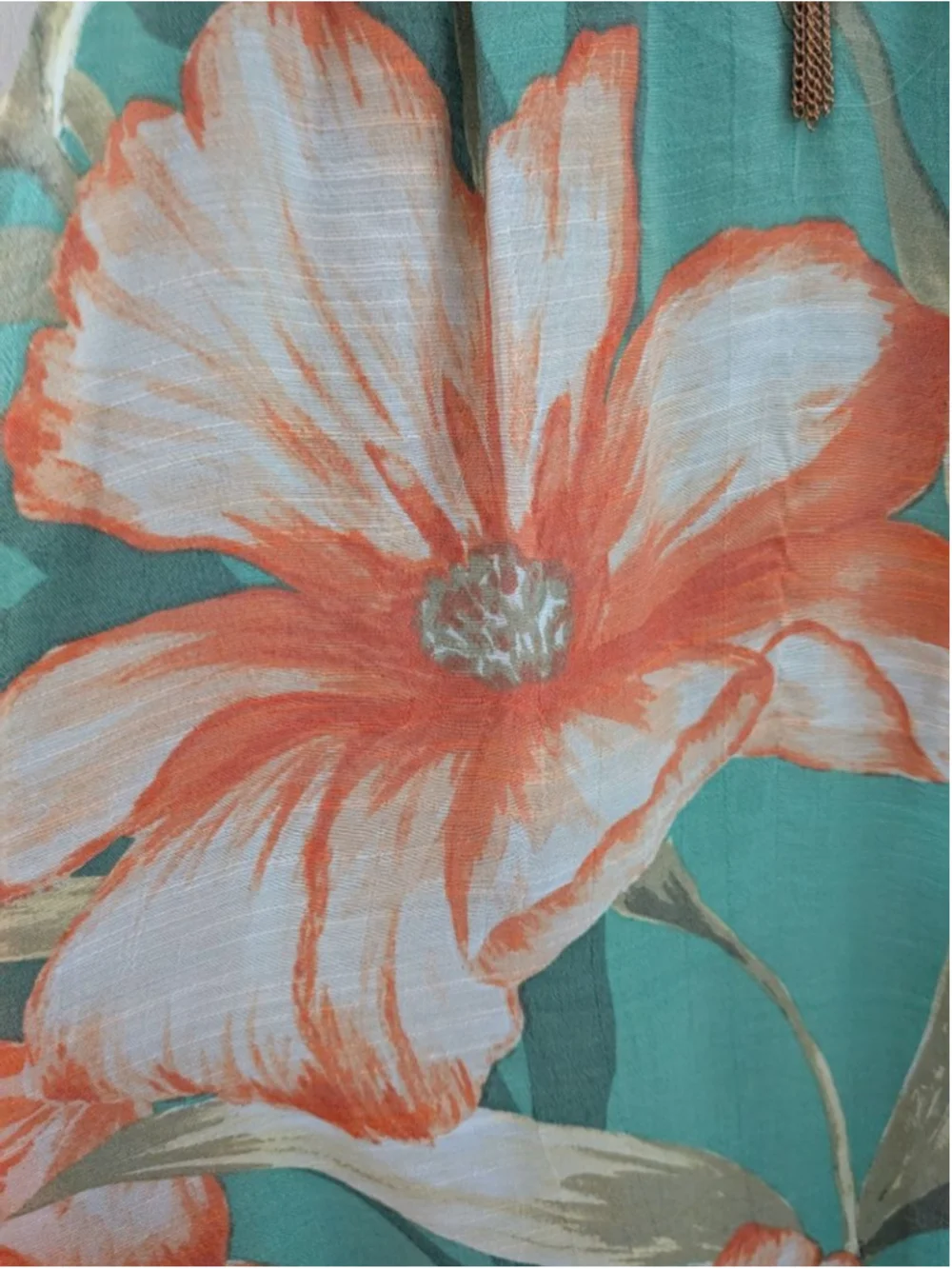 Mlle Gabrielle Floral Halter Maxi Dress Green Orange Boho Flowing M - Picture 4 of 5
